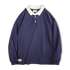 MADEN Retro Strick Langarm Polohemd