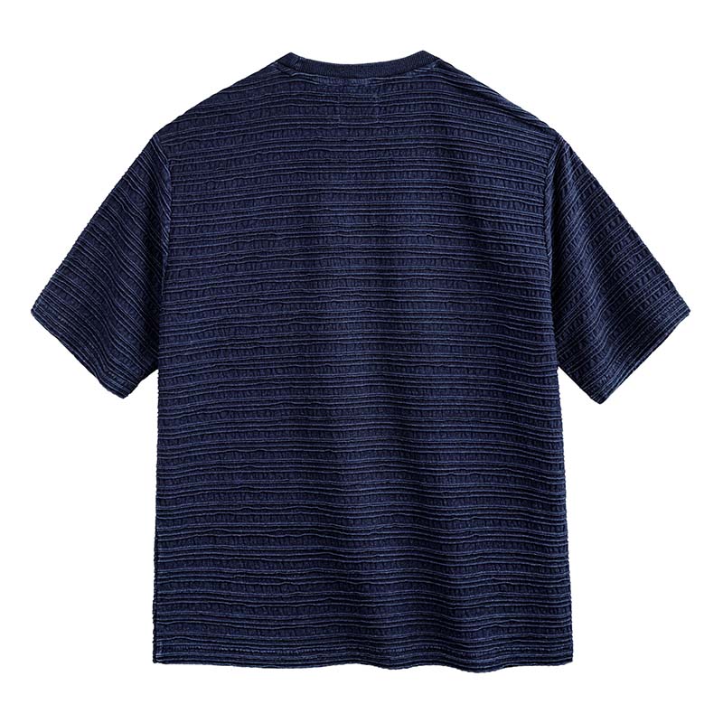 MADEN Men's Wave Pattern Jacquard Knitted T-Shirt