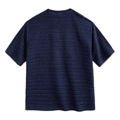 MADEN Men's Wave Pattern Jacquard Knitted T-Shirt