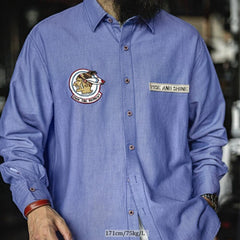 MADEN Baumwoll-Oxfordhemd mit Stickerei-Patch