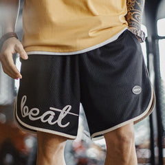 MADEN Doppel-Lagen Mesh Patchwork Basketball Shorts