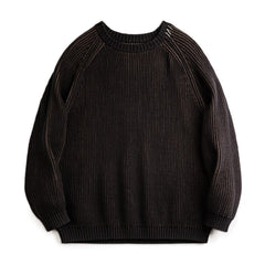 MADEN Gestreifter Rippstrick Schwergewicht Baumwoll Pullover