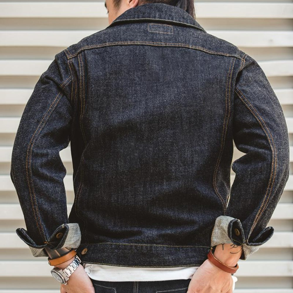 MADEN Herren 14,8oz Selvedge Raw Denim Jacke
