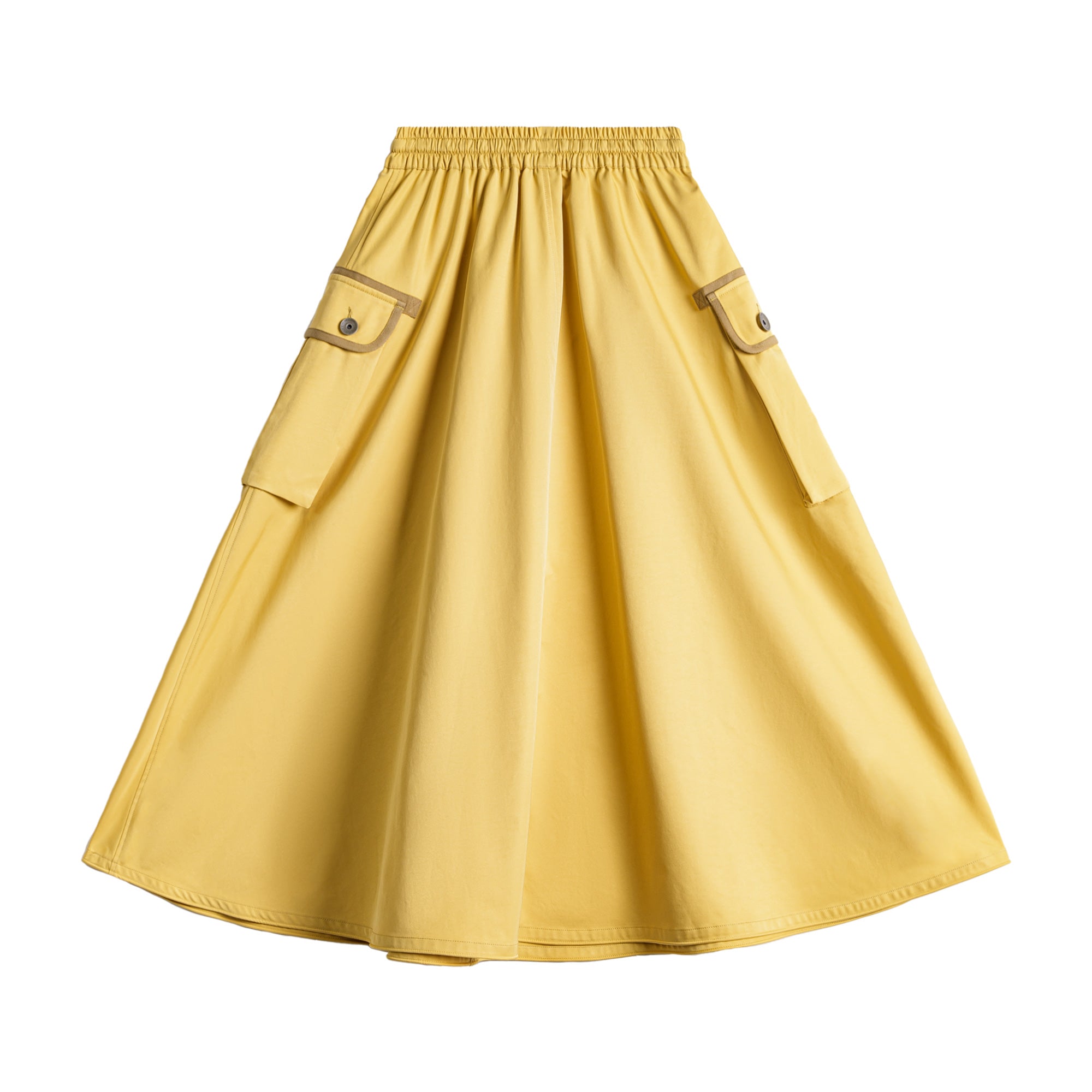 MADEN Yellow A-Line Maxi Skirt Drawstring