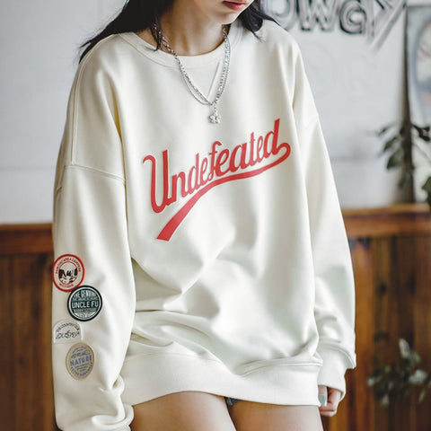 MADEN Damen American Casual Pullover Sweatshirt mit Kontrasteinsatz, Raglanärmeln, Langarm-Topcoat im Academy-Stil 