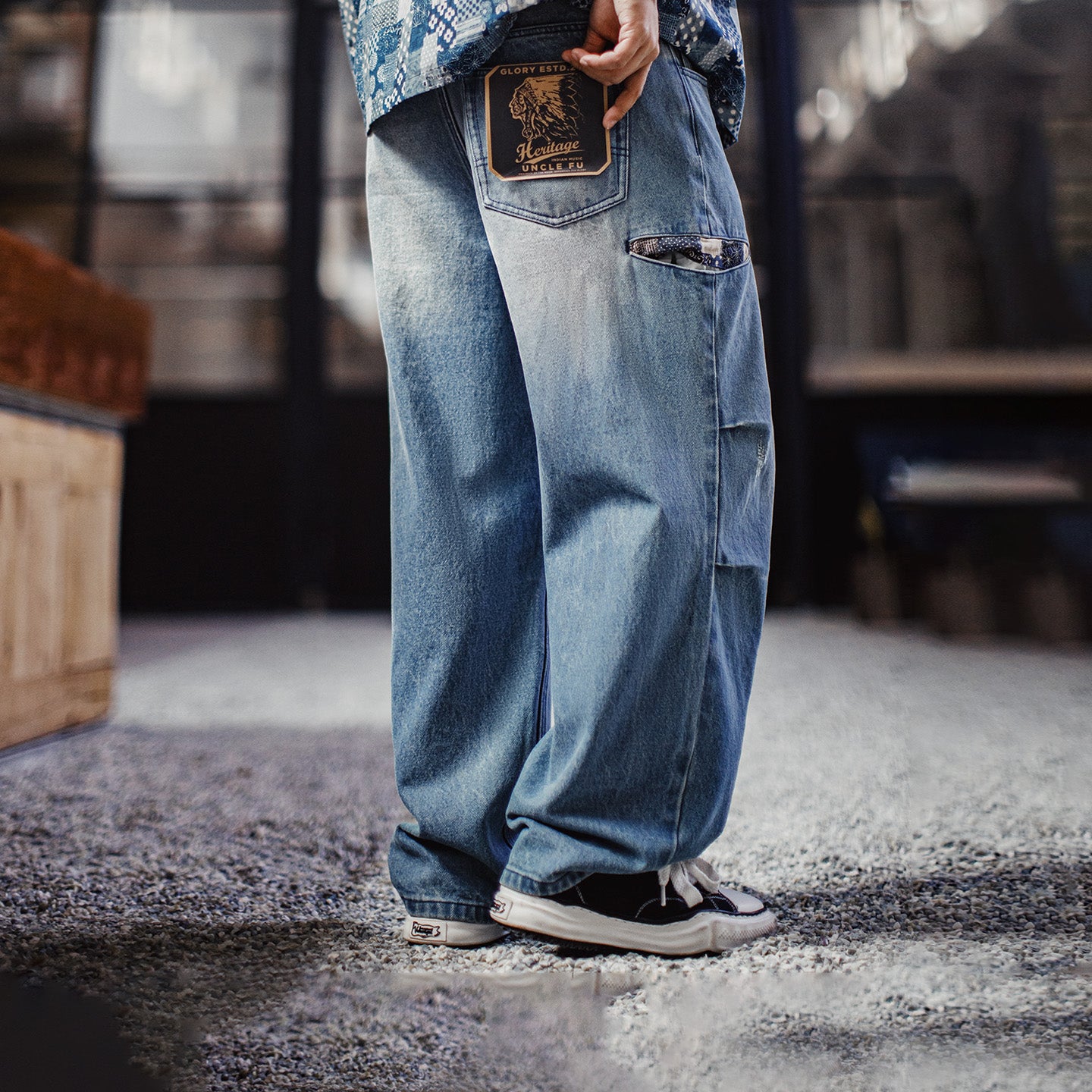 MADEN Paratrooper Distressed Denim Jeans