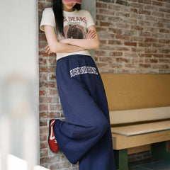MADEN Damen Weite Bein Cropped Jogginghose