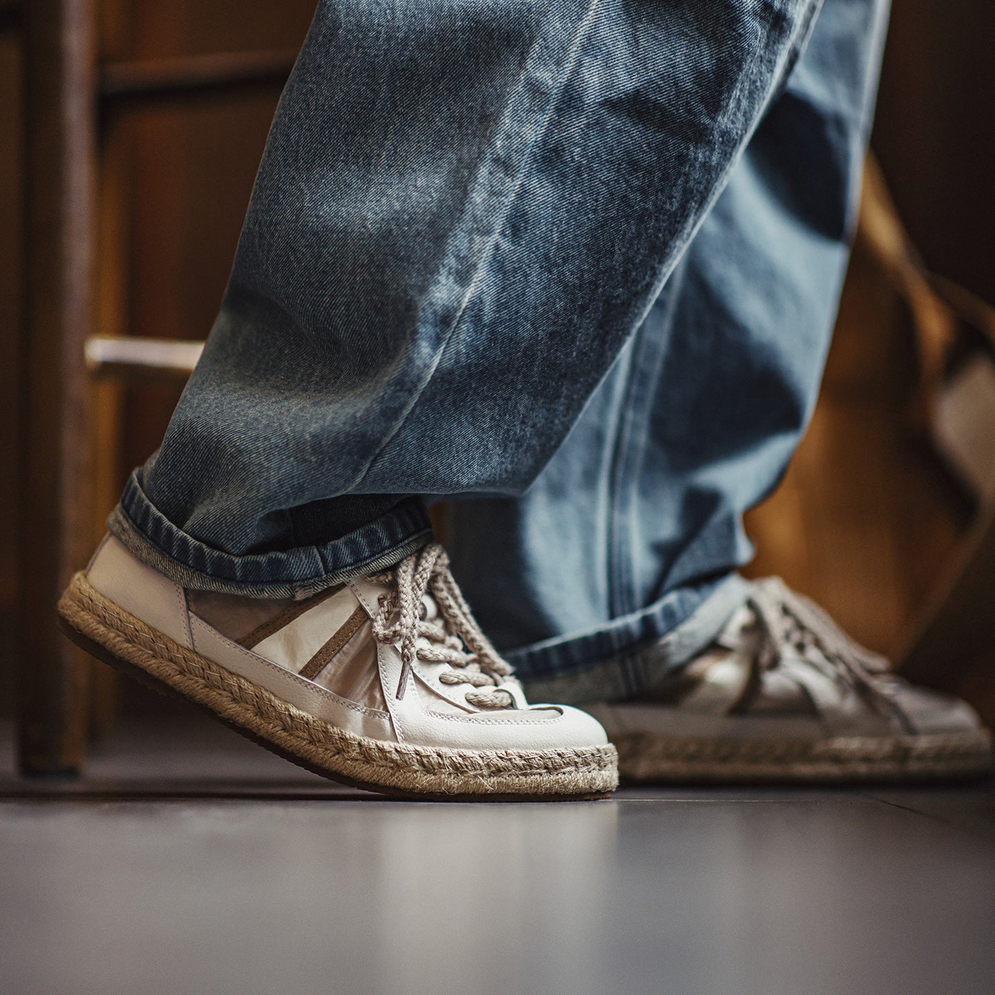 MADEN Straw-Woven German Trainer Sneakers for Men