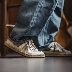 MADEN Straw-Woven German Trainer Sneakers for Men