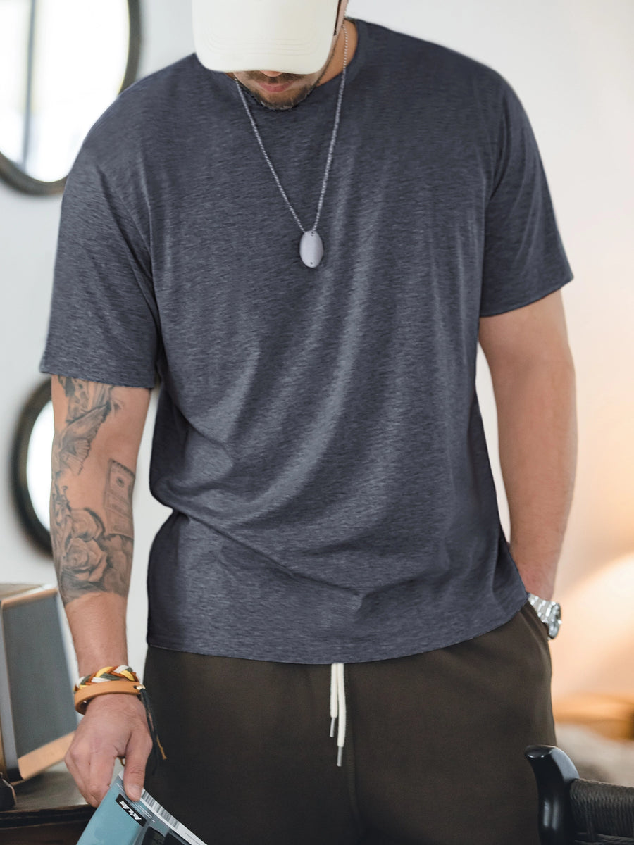 MADEN Lightweight Blended Crew Neck Short-Sleeve T-Shirt