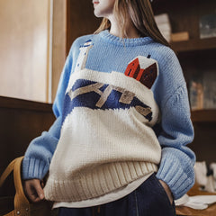 MADEN Soft Jacquard Knit Crewneck Sweater