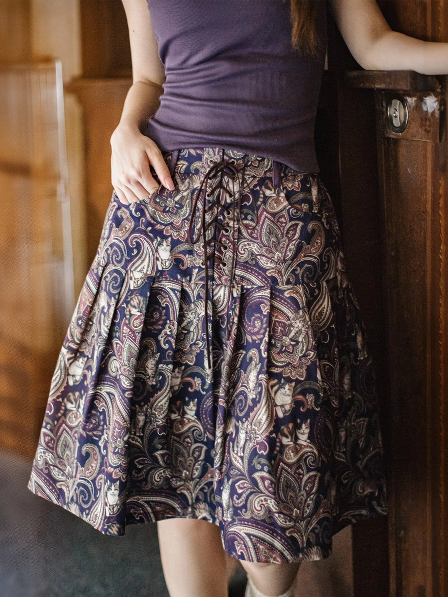 MADEN Women's Soft Flared Midi Skirt with Elastic Waist