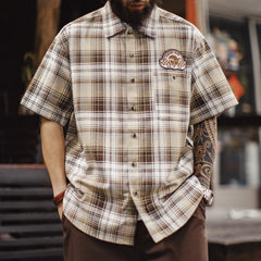 MADEN Vintage Plaid Print Shirt