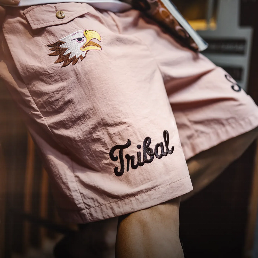 MADEN Tribal Embroidery Beach Shorts