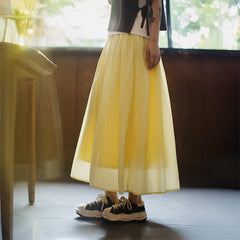 MADEN Flowy Tulle A-Line Maxi Skirt