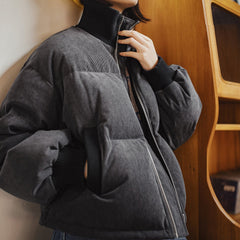MADEN Corduroy Down Puffer Jacket with Knit Collar