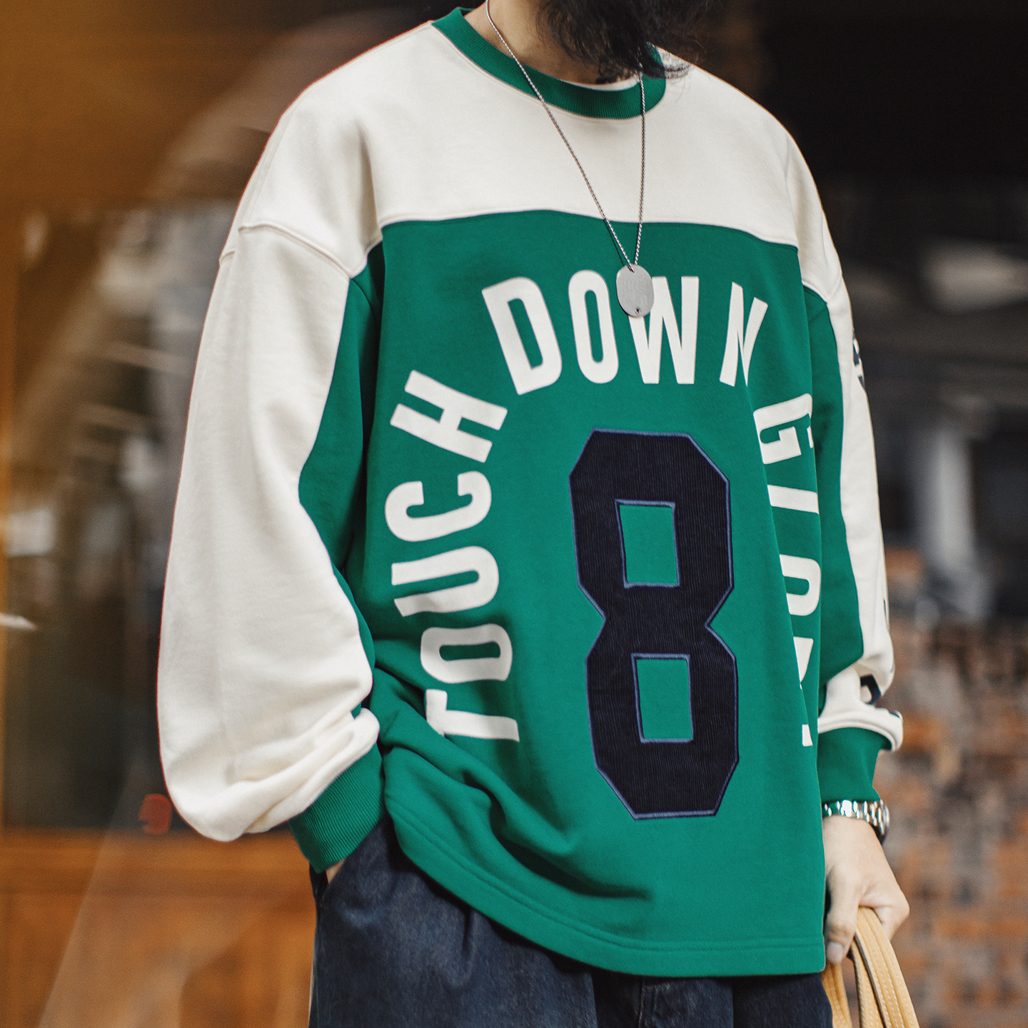 MADEN Color-Block Crewneck Sweatshirt