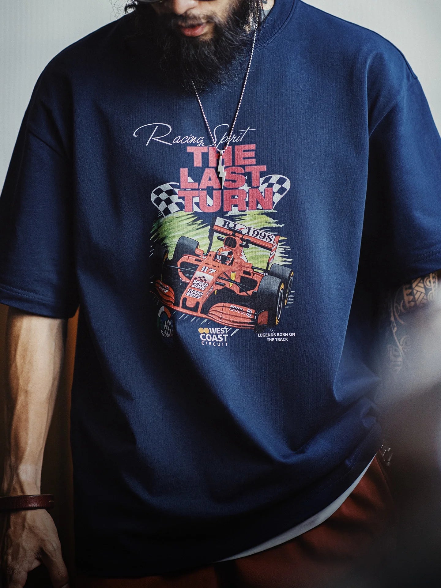 MADEN Men's F1 Racing Print Short-Sleeve T-Shirt