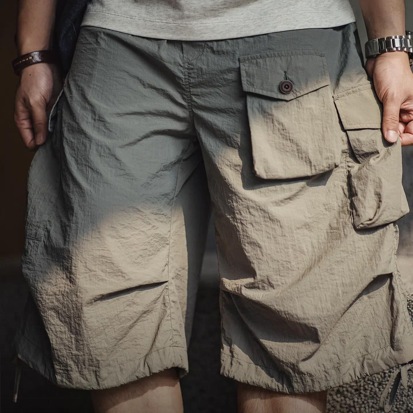 MADEN Cotton Twill Cargo Shorts with Six Pockets