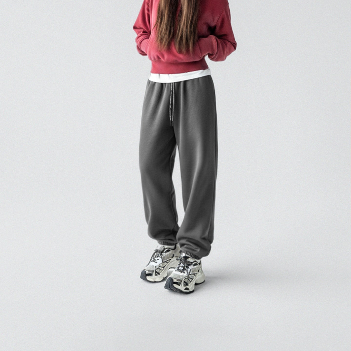 MADEN High-Waist Fleece-Lined Jogger Sweatpants