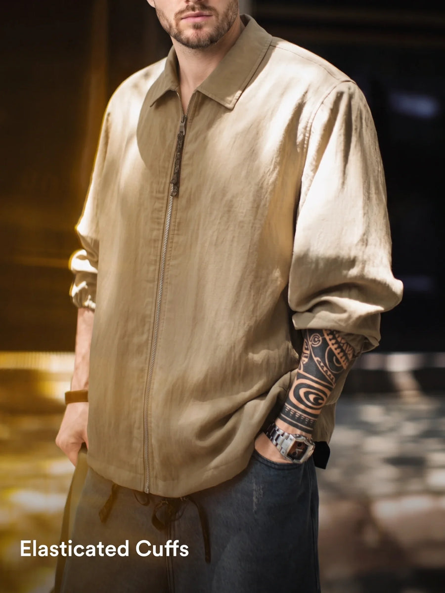 MADEN Men's Linen-Look Old Money Relaxed Coach Jacket