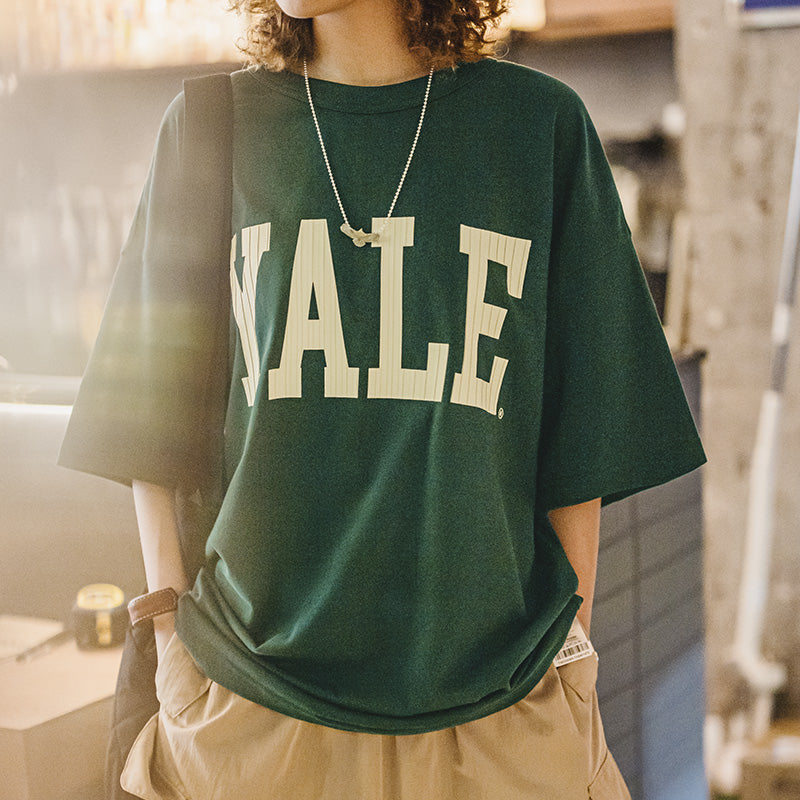 MADEN Vintage Letter Print Heavyweight Cotton T-Shirt