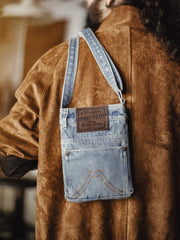 MADEN Washed Denim Commuter Messenger Bag