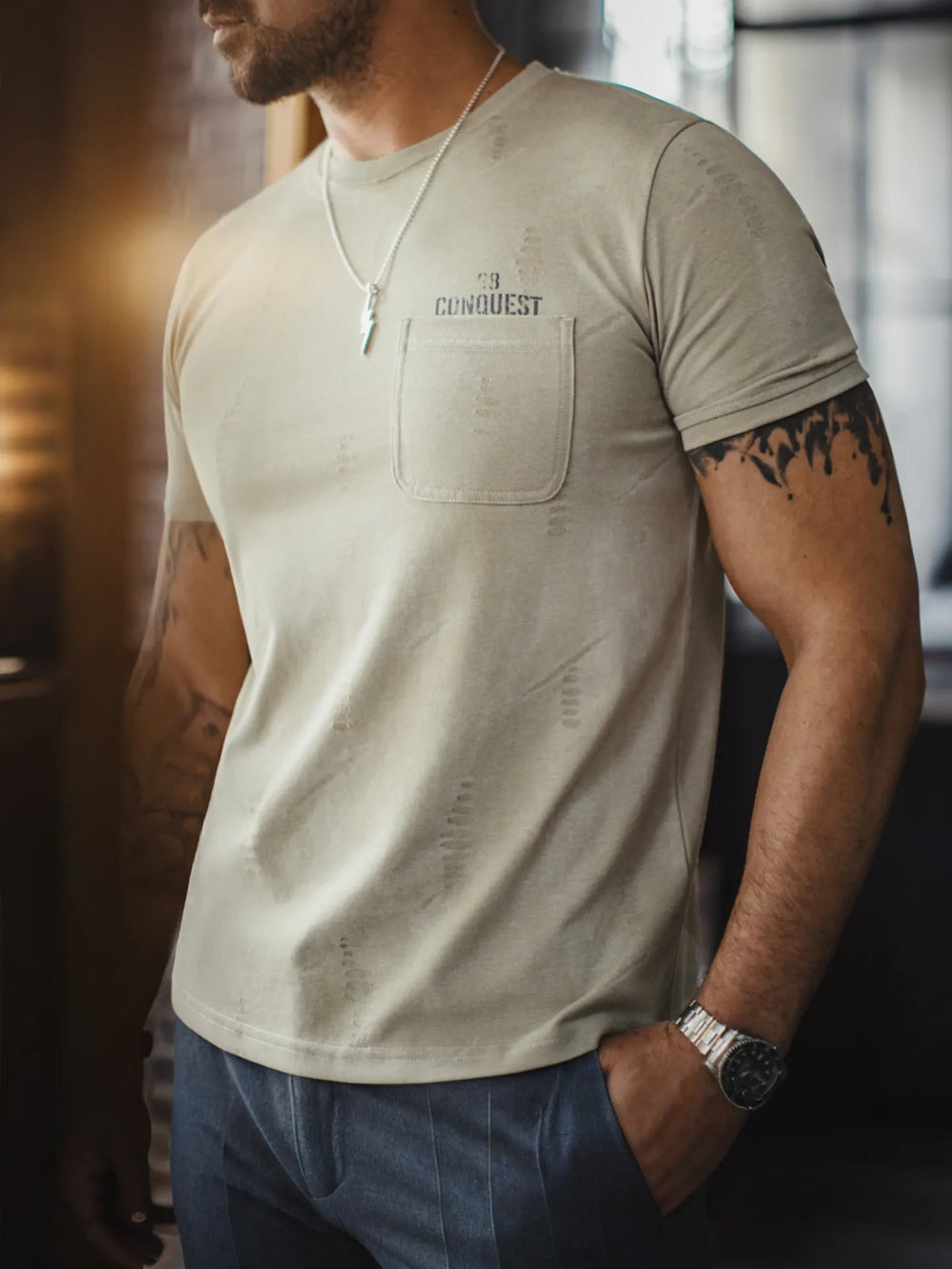 MADEN Vintage Distressed Print Tee