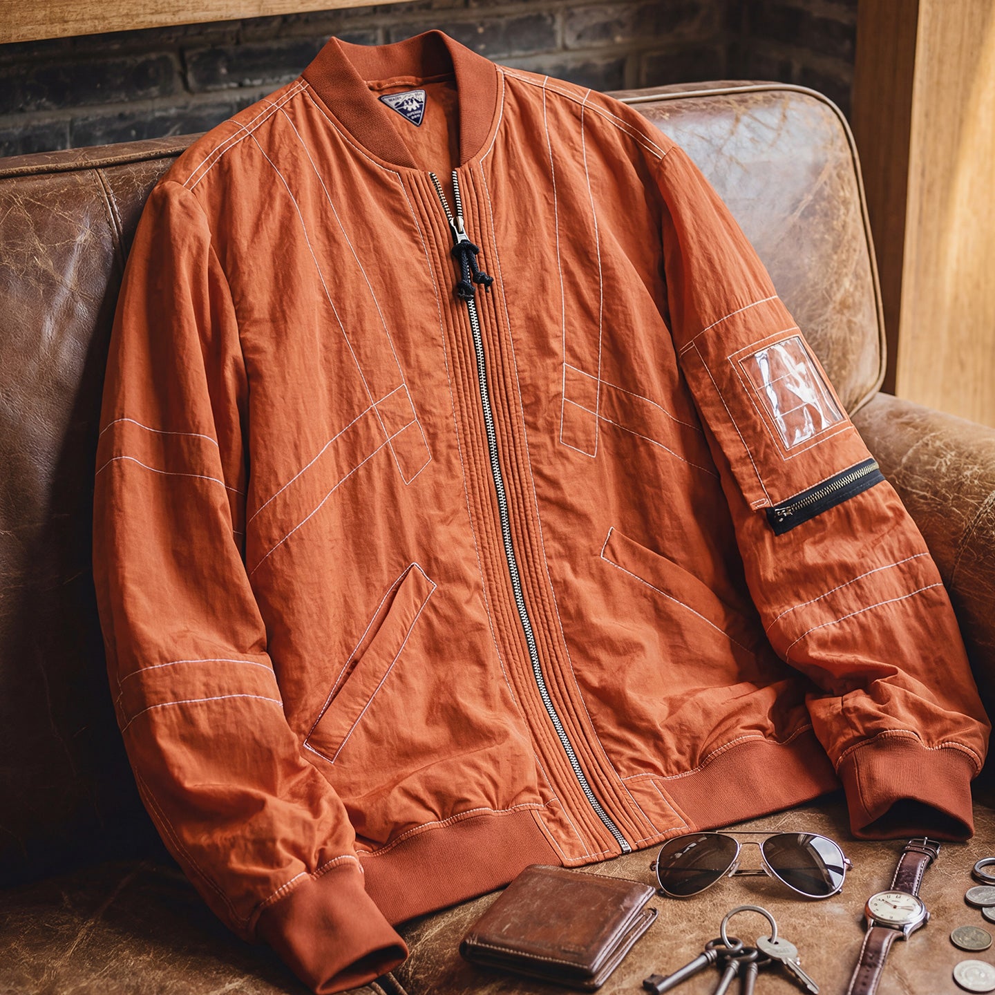 MADEN Orange MA1 Bomber Jacket