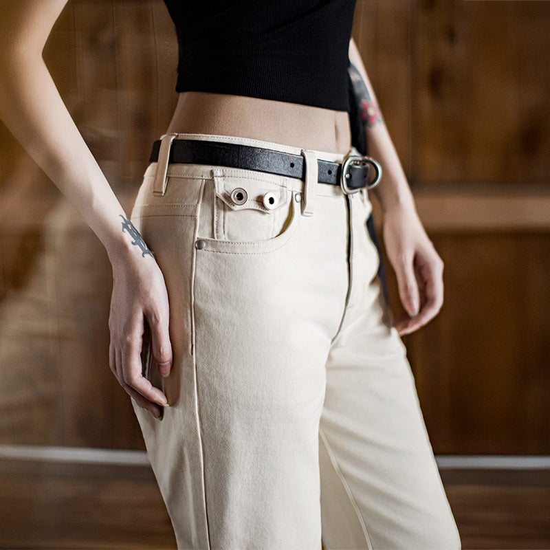 MADEN Mid-Rise Slim Flare Cotton Trousers