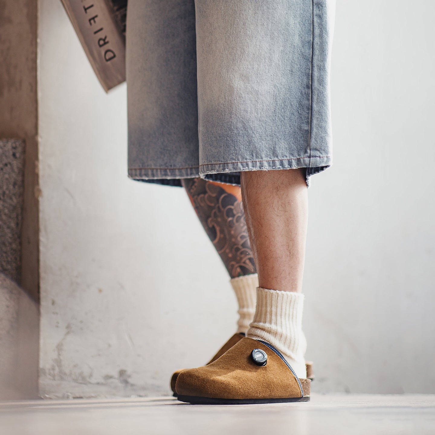 MADEN Kicks Suede Cork Sole Mule Shoes