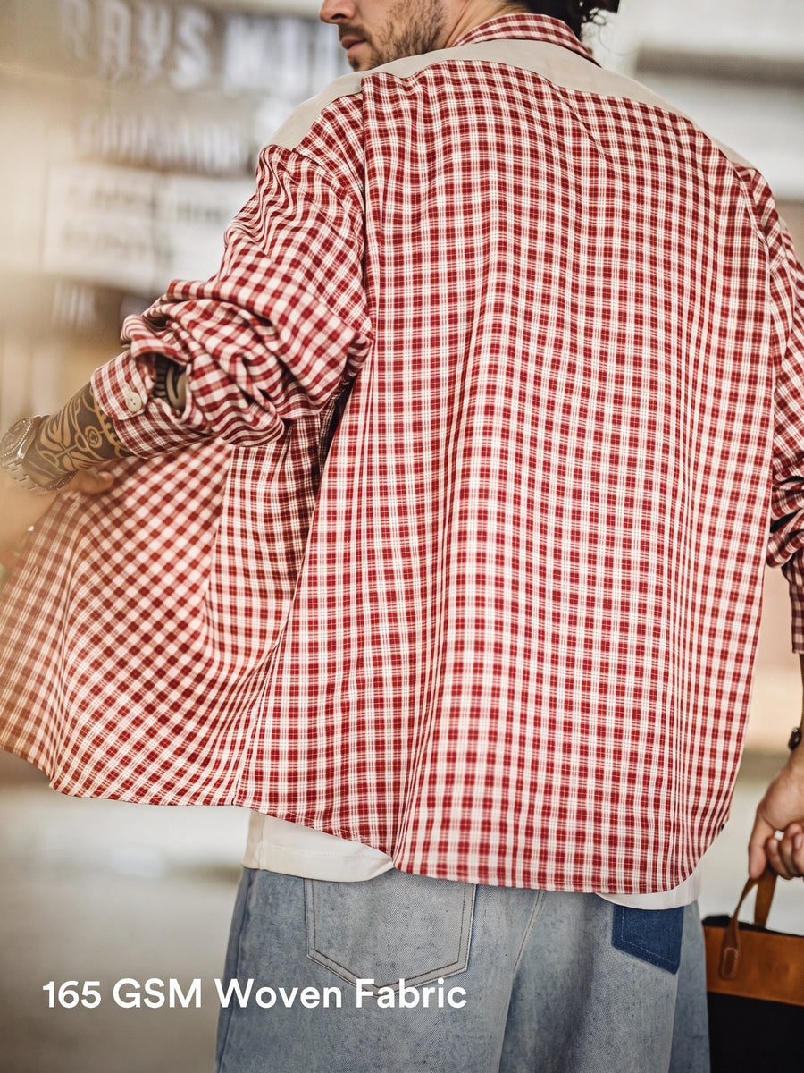 MADEN Men's Solid Color Cotton Button-Down Shirt