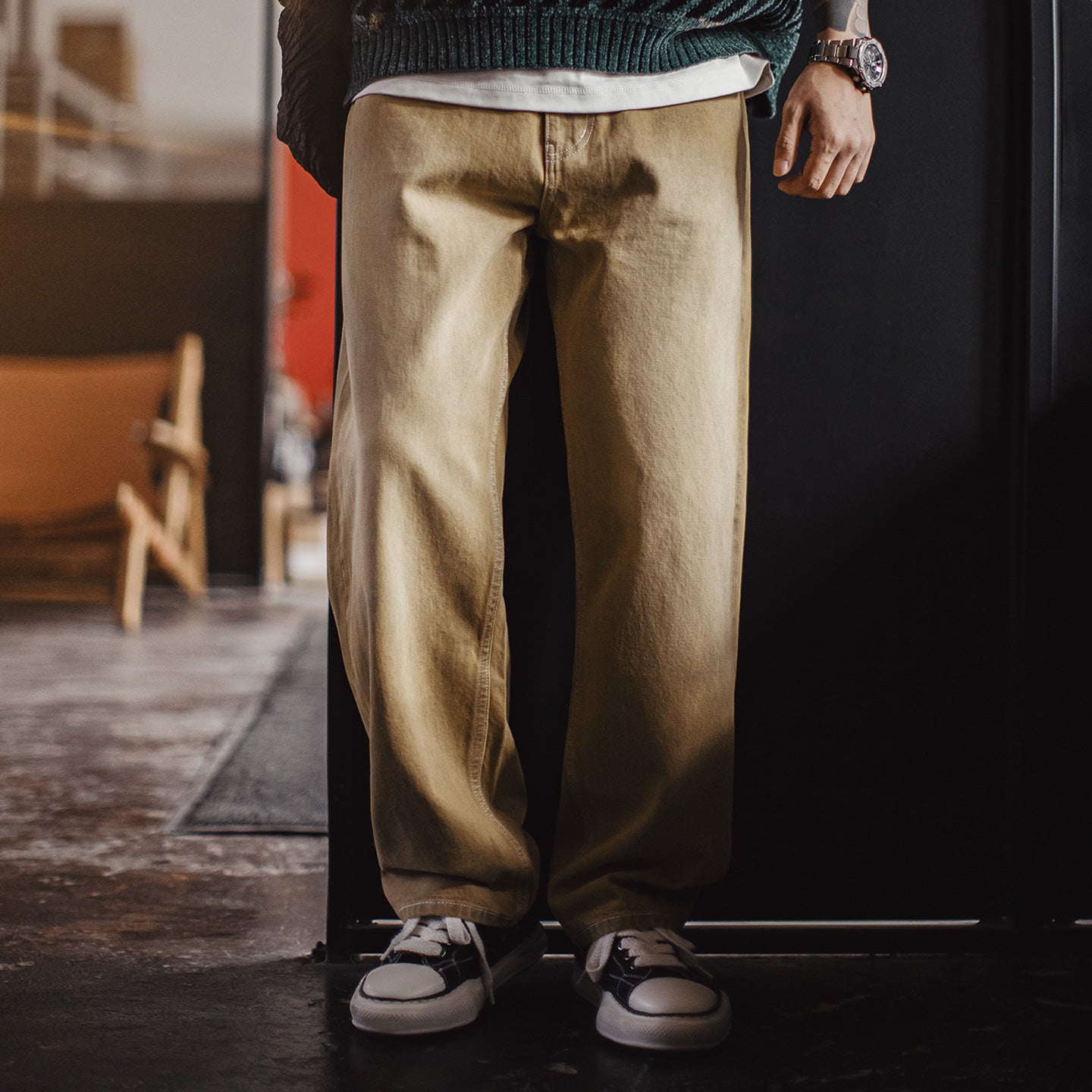 MADEN Washed Coffee Jeans