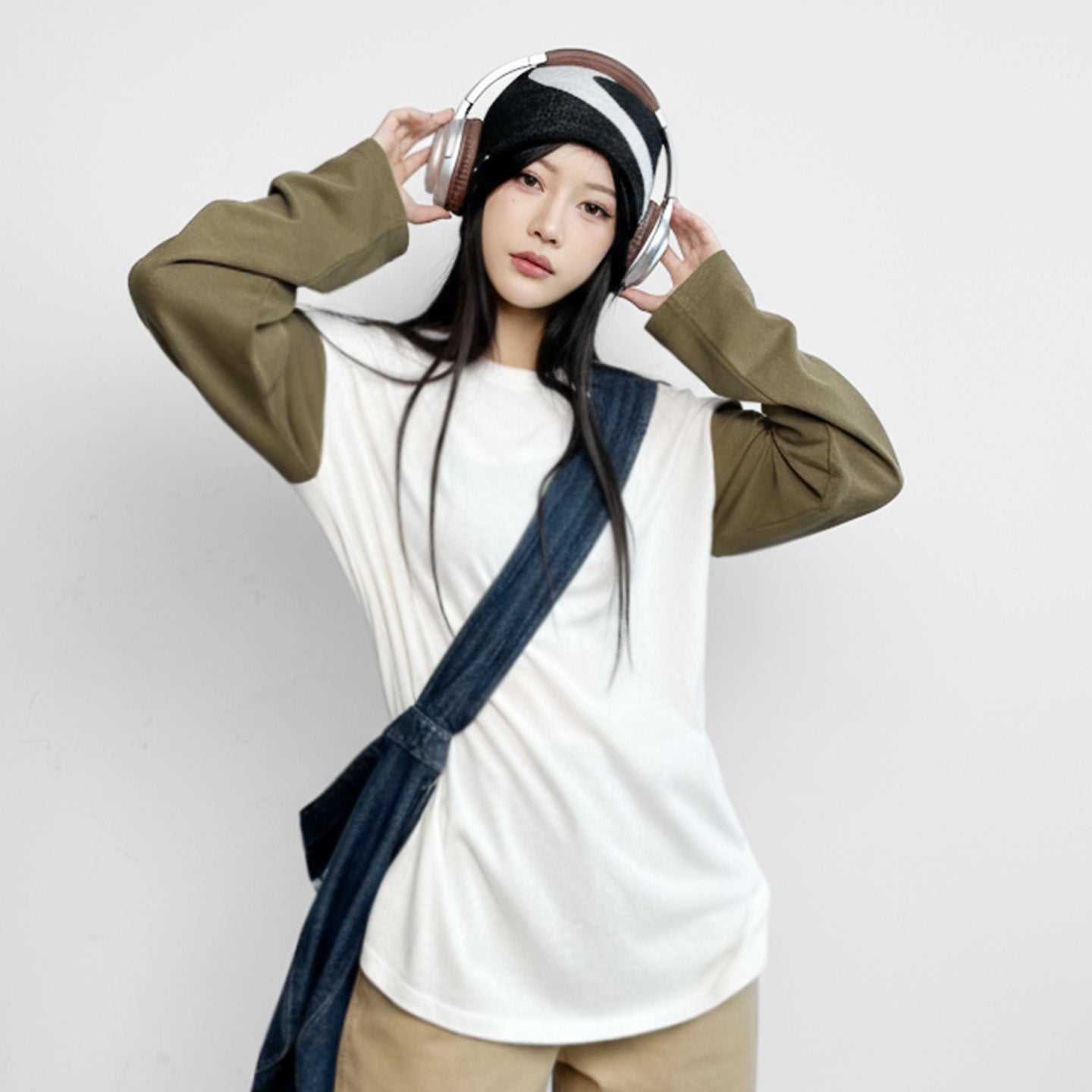 MADEN Langarmshirt mit Farbblock-Design