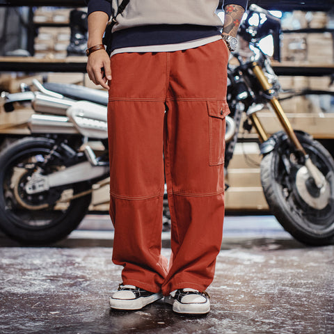 MADEN Contrast-Stitch Cargo Pants