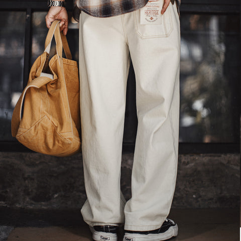 MADEN Clean Fit White Jeans - 417g/m² Cotton