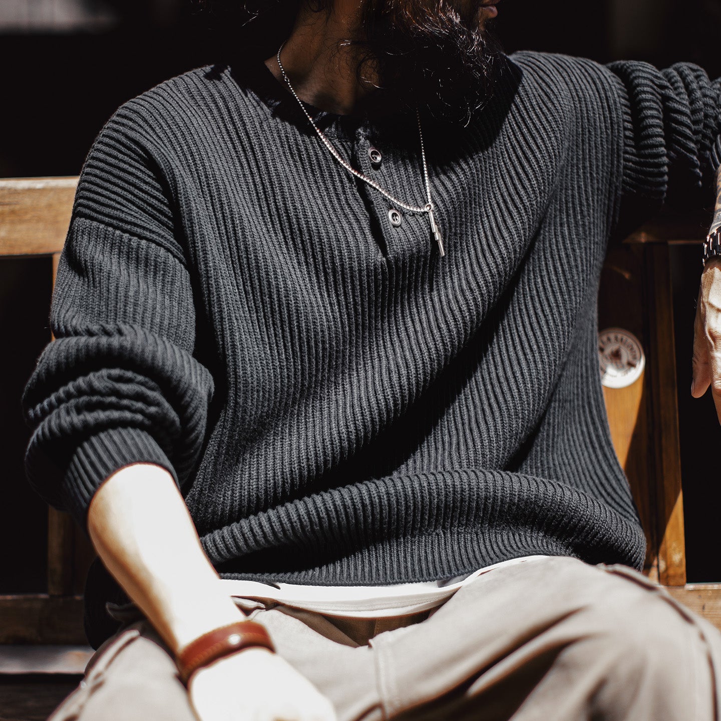 MADEN Retro Heavyweight Henley Sweater