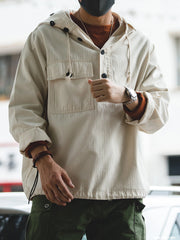 Veste à capuche Maden pour homme, coupe ample, style streetwear décontracté, avec cordon, style hip-hop. 