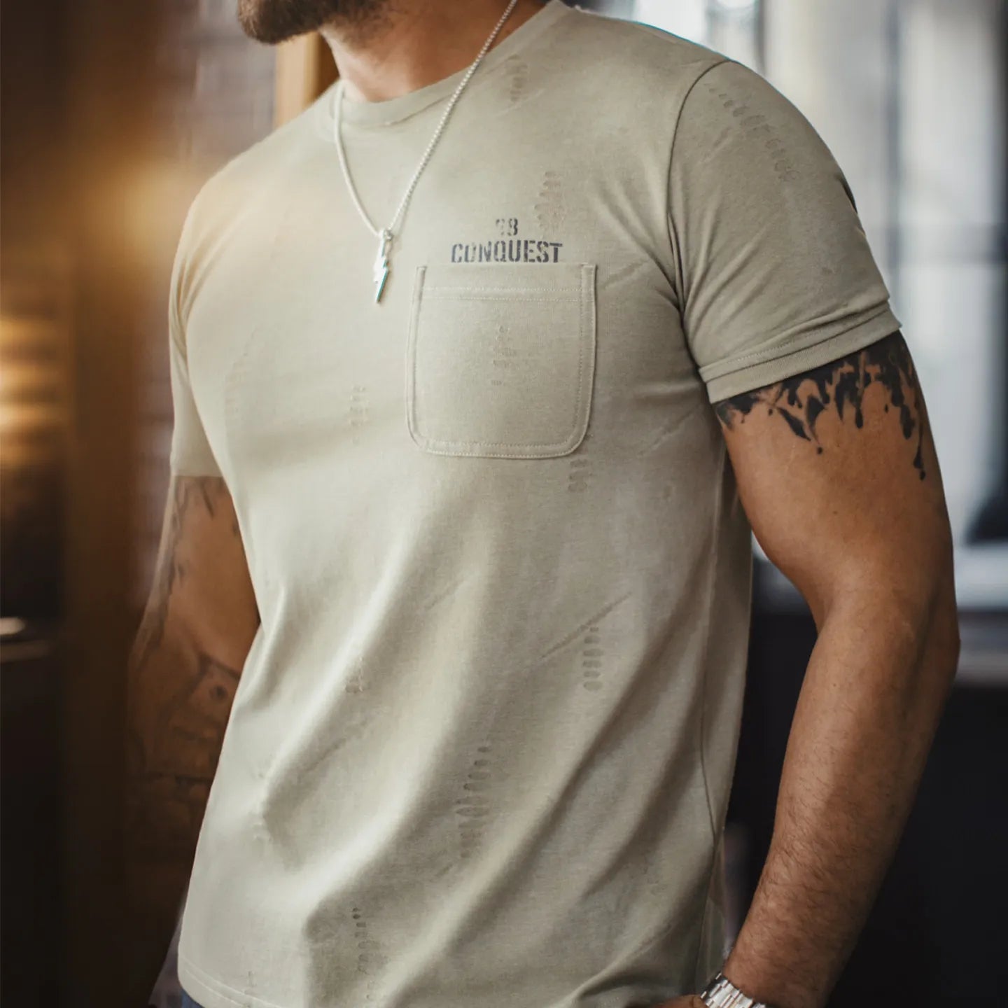 MADEN Vintage Distressed Print Tee