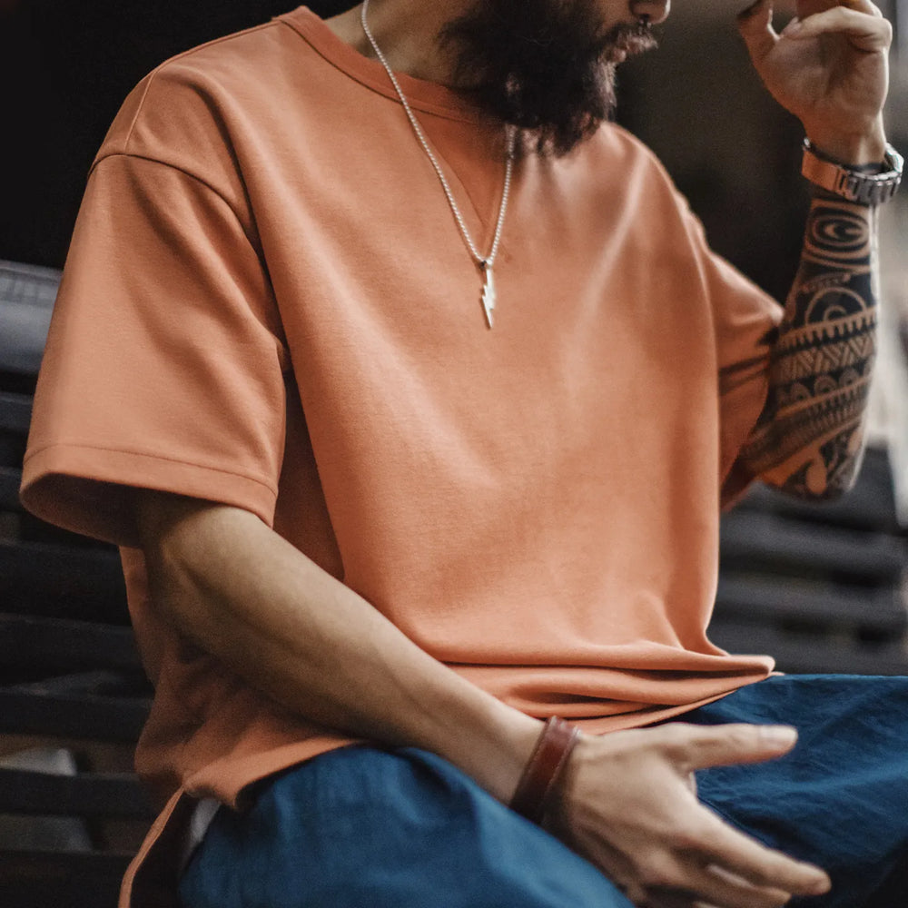 MADEN Vintage Ribbed Crewneck T-Shirt