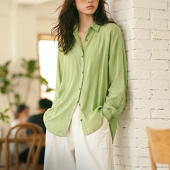 MADEN Women's Green Lyocell Long Shirt