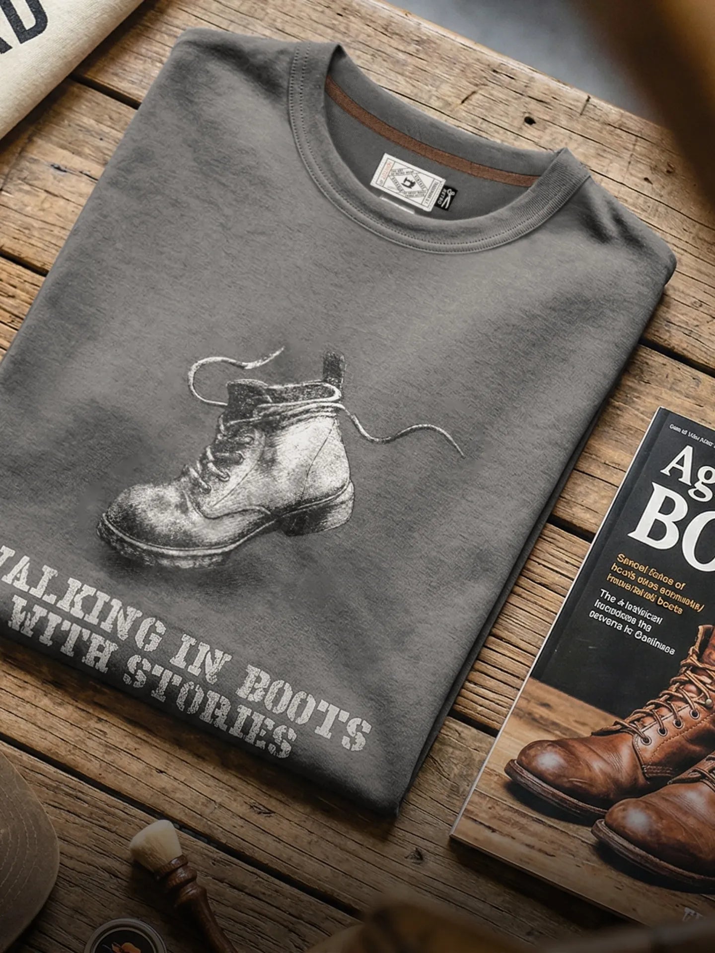 MADEN Vintage Distressed Brushed Tee