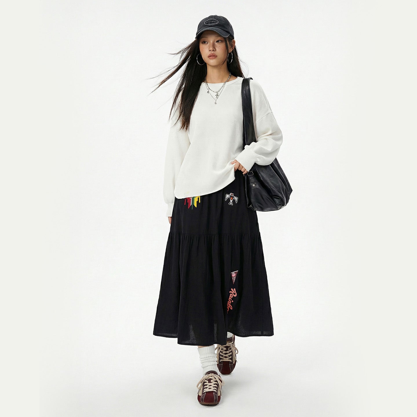 MADEN Navajo Rainbow-Embroidered Skirt