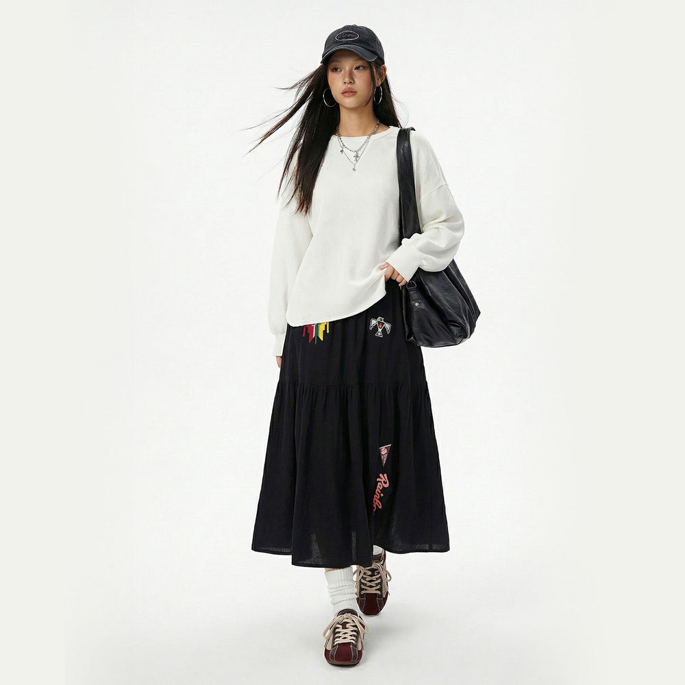 MADEN Navajo Rainbow-Embroidered Skirt