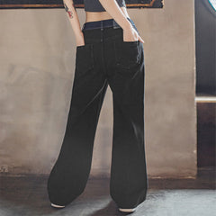 MADEN Color-Blocked High-Waist Flared Denim Jeans