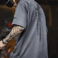 MADEN Vintage Gun Print Heavyweight Cotton T-Shirt