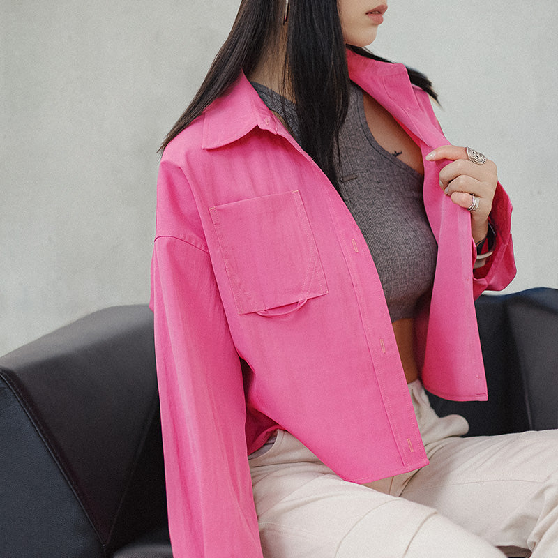 MADEN Women's Vintage Pink Oversized Shirt