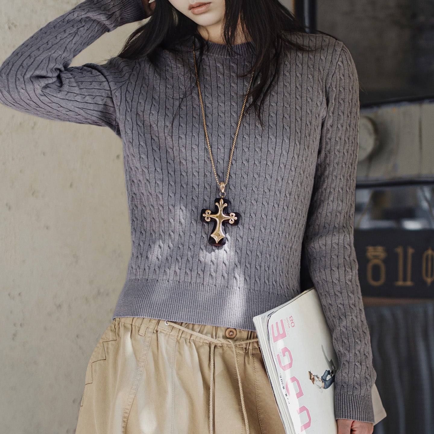 MADEN Slim Fit Ribbed Knit Thermal Pullover