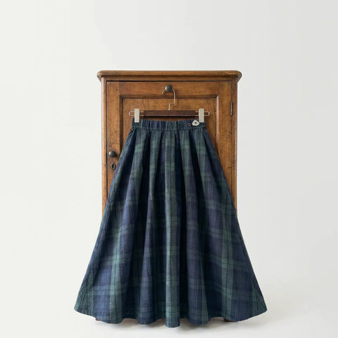 MADEN Seersucker Plaid A-Line Skirt - Cotton 100%