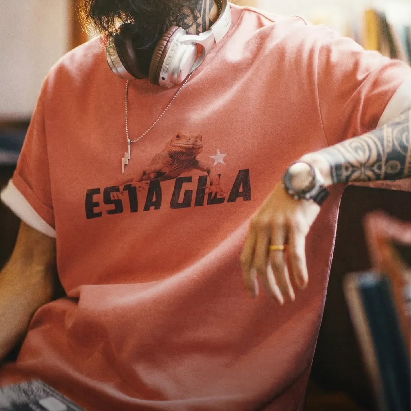 MADEN Vintage Letter Print Heavyweight T-Shirt